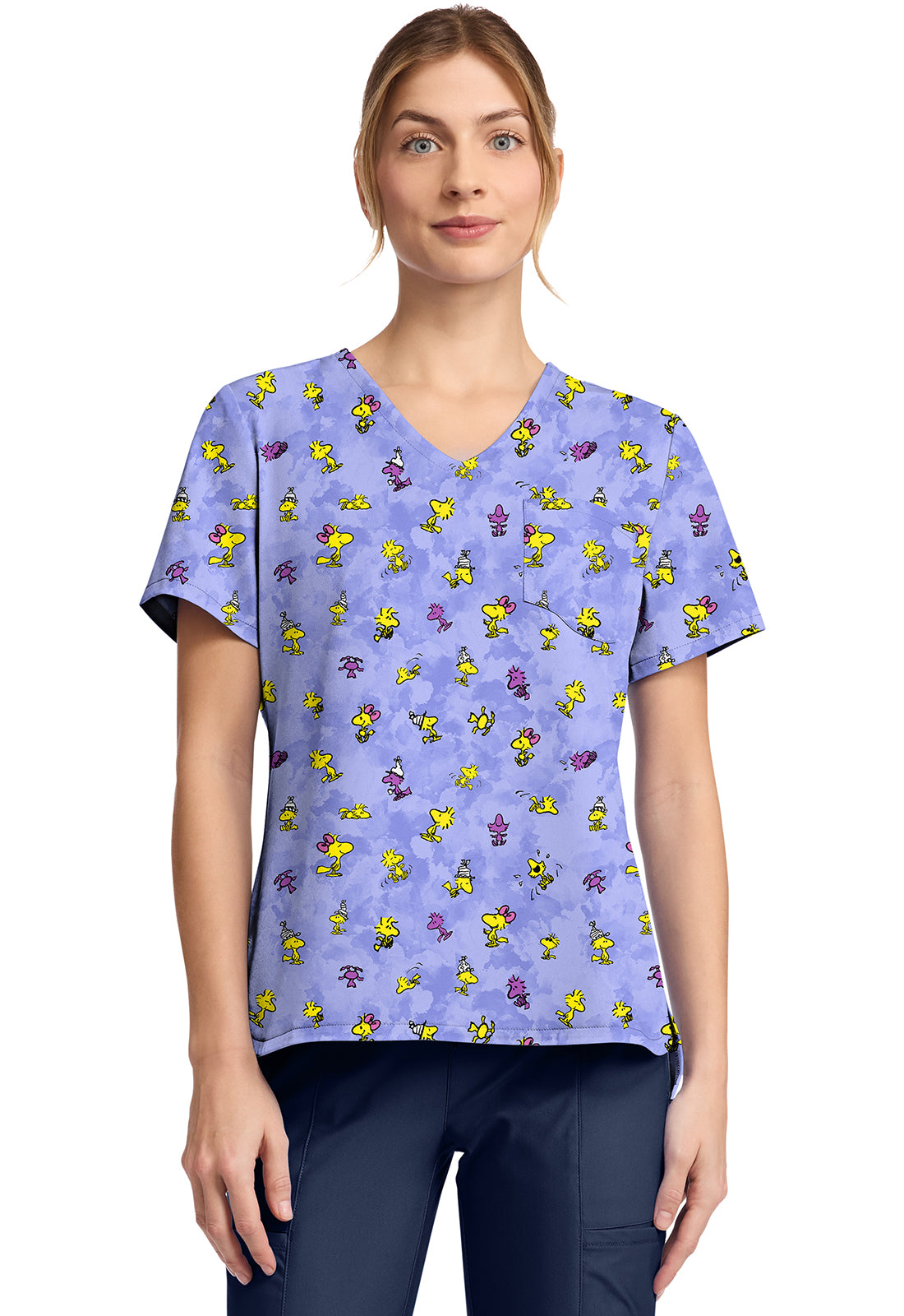 TF TOONIFORMS-DISNEY  Women's TF797 Print V-Neck Top
