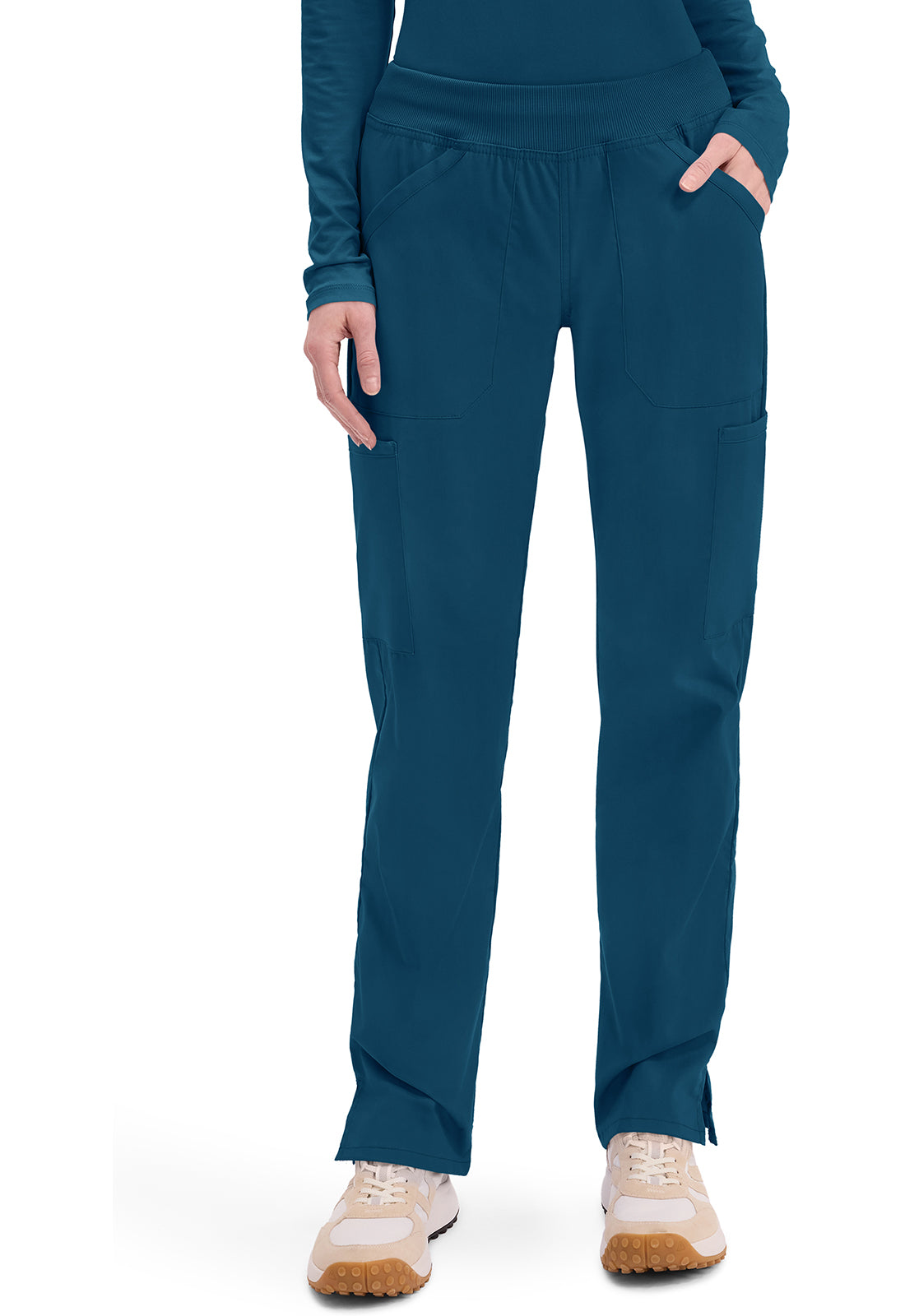 Cherokee WW Professionals Women's WW170 Mid Rise Straight Leg Pull-on Cargo Pant