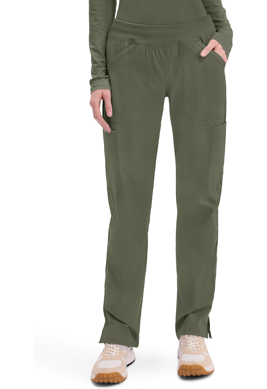 Cherokee WW Professionals Women's WW170 Mid Rise Straight Leg Pull-on Cargo Pant
