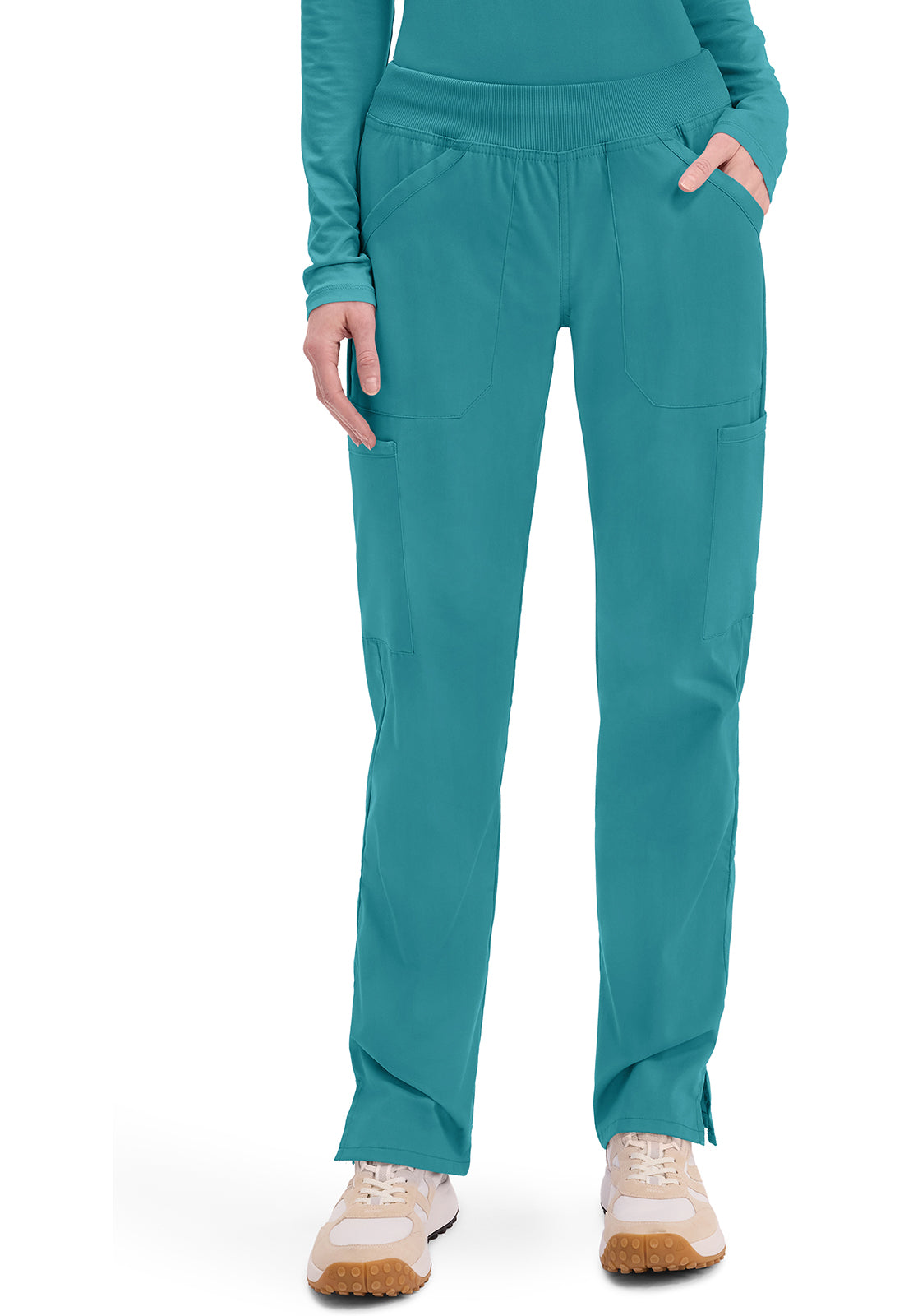 Cherokee WW Professionals Women's WW170 Mid Rise Straight Leg Pull-on Cargo Pant