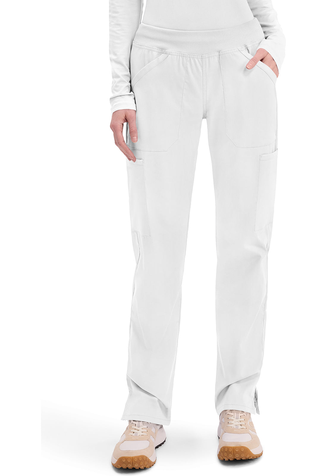 Cherokee WW Professionals Women's WW170 Mid Rise Straight Leg Pull-on Cargo Pant