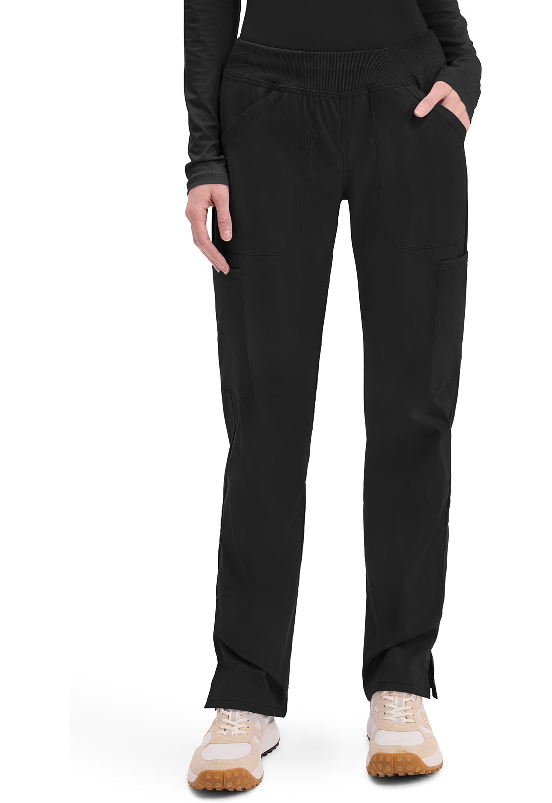 Cherokee WW Professionals Women's WW170 Mid Rise Straight Leg Pull-on Cargo Pant